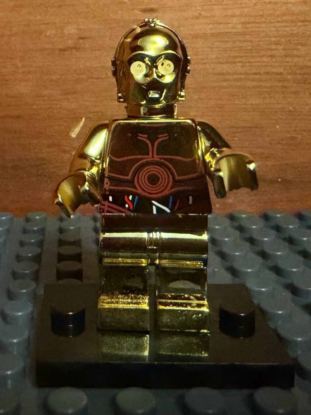 Gold Chrome Plated C-3P0 Droid Minifigure Collectible - Metallic Gold